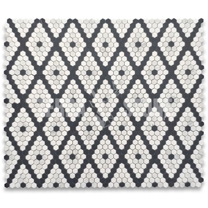 Thassos White Hexagon Modern X Pattern Mosaic Tile