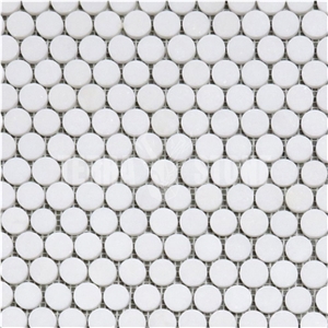 Thassos White Marble 3/4 Inch Penny Round Mosaic Tile Honed