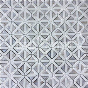 Thassos White Marble And Mother Pearl Shell Mosaic Tile
