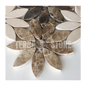 Wall Designs Waterjet Parquet Flooring Flower Marble Mosaic