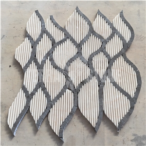 Waterjet Marble Mosaic S Design Grooved Finished Tile