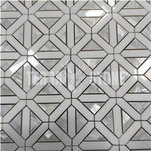 Waterjet Marble Shell Mosaic Tile Stone Bathroom Tdecoration