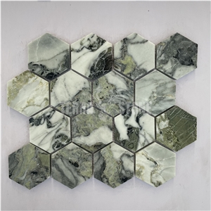 White Beauty Marble Herringbone 1X2 Mosaic Tile