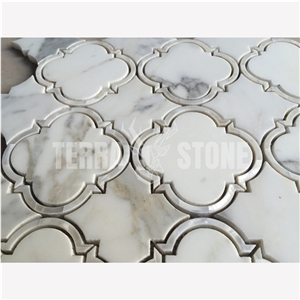 White Lantern Waterjet Marble Mosaic With Shell Inlay