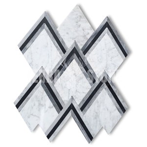 White Marble Bardiglio Gray Black Arrowhead Mosaic Tile