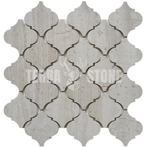 White Oak Wooden Marble Mosaic Tile  3" Arabesque Lanterns