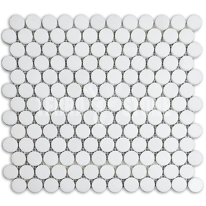 White Thassos Marble Mosaic Tile 1" Penny Rounds