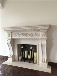 English Style Fireplace Mantel In Limestone