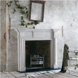 Marble Fireplace Mantel With Carving Doric Columns