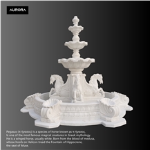 White Marble 4 Pegasus Carving  Water Fountain