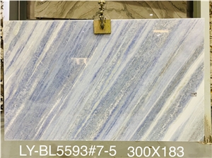 High Quality Polished Celeste Blue Marble Book Match Wall