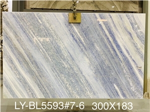 High Quality Polished Celeste Blue Marble Book Match Wall