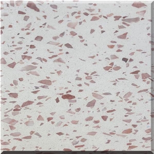 Terrazzo Texture Vector Seamless Pattern White Pink Terazzo
