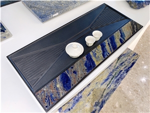 Blue Sodalite Granite Blue Stone Tea Tray Teaboard Stonework