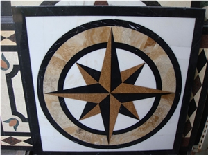 Compass Floor Medallion Waterjet Custom Flooring Design