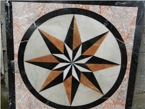 Compass Floor Medallion Waterjet Custom Flooring Design