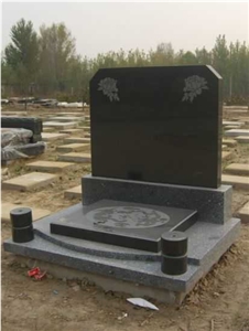 G654 Dark Grey Granite Upright Headstone Monument Tombstone