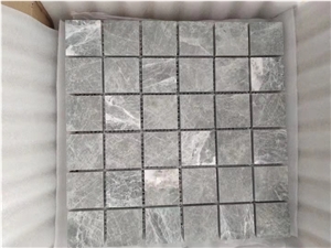 Grey Emperador Silver Grey Marble Square Mosaic