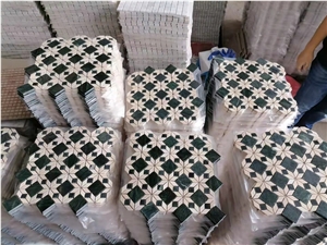 New Design Marble Mosaic Green And Beige Flower Mosaic