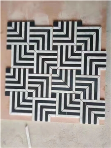 New Design Marble Mosaic Green Black White Geometric Mosaic