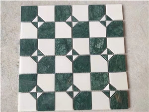 New Design Marble Mosaic Green White Round Geometric Mosaic