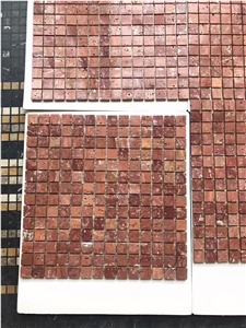 Red Marble Mosaic Tiles- Squre Mosaic Red Stone