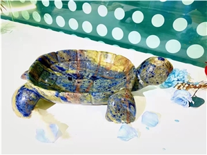 Soldalite Blue Stone Animal Sculptures Tortoise Turtle