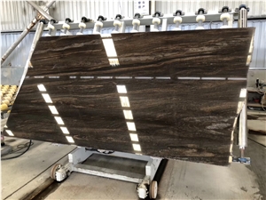 China  Brown Wooden Marble Natural Stone Slab