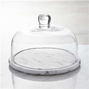Home Decorative Carrara White Marble Plate Candle Jar