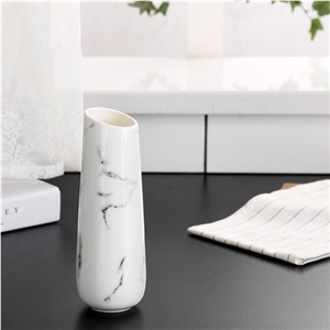 Modern Design White Marble Stone Flower Vase Interior Vase