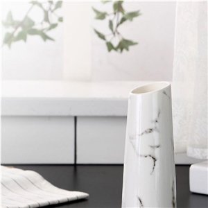 Modern Design White Marble Stone Flower Vase Interior Vase