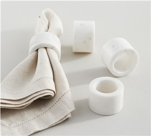 Napkin Ring White Marble For Hotel Decorative