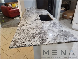 Aspen White Granite Kitchen Countertop, Kitchen Island Top