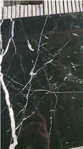 China Black Nero Negro Marquina With Vein Marble Slabs Tiles