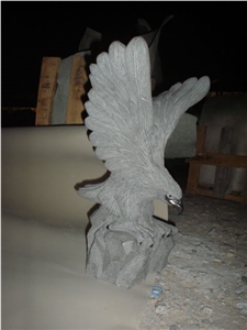Granite Grey Eagle Hawk Sculpture, Grey Granite