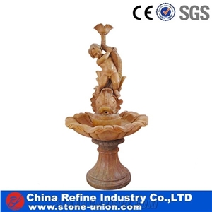 2016 Hot Sale Beige Travertine Beautiful Hand Carved Wall Fountain
