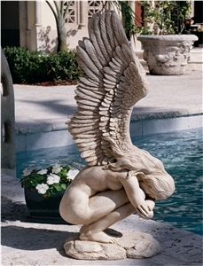Angle Statue Sculpture Marble Full Hand Carved Life Size