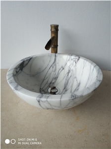 Bathroom Washing White Marble Sinks, China White Marble