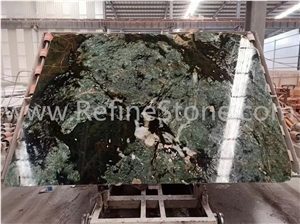 Chinese Peacock Green Marble Slabs Polished Green Slabs