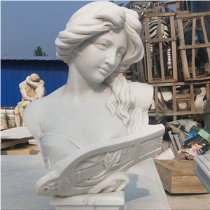 Custom White Marble Lady Bush Sculpture Stone Carving