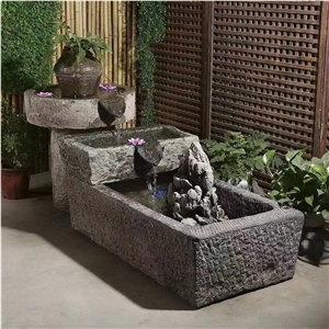 Customized Unique Sculptured Beige Granite Fountain