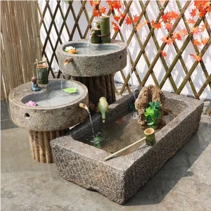 Customized Unique Sculptured Beige Granite Fountain