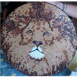 Handmade Lion Head Marble Mosaic Wall Picture