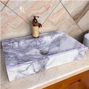 High Polished Snow White Marble  Stone Wash Basin Supplier