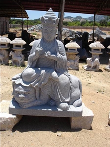 Natural Marble Stone Life Size Happy Laughing Buddha Statue