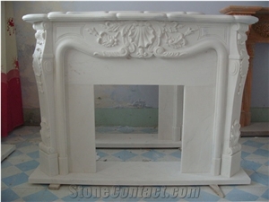 Natural Stone Hand Carved French White Stone Fireplace