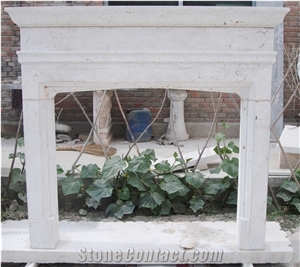 Natural Stone Hand Carved French White Stone Fireplace