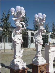 Outdoor Life Size Natural Stone White Marble Human Statue