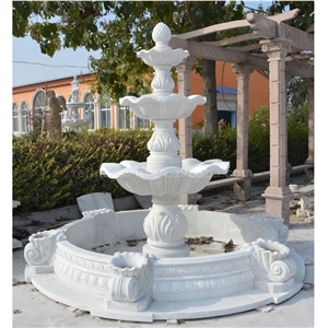 White Marble Large Outdoor Horse Fountain For Sale