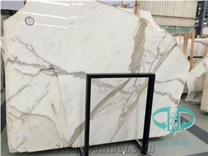 Natural White Marble With Gold Veins,Calacatta Marble Slabs